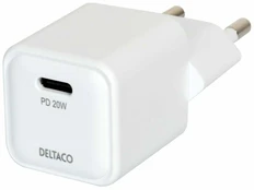 Adapteris DELTACO USB-C mini, 1x USB-C, PD 20 W, juodas / USBC-AC150 kaina