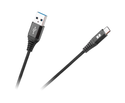 USB ir C tipo USB kabelis REBEL 50 cm, juodas