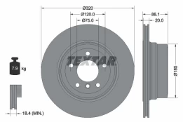 Stabdžių diskas TEXTAR 92202003 kaina