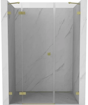Dušo durys Mexen Lunar, kairinės, 150 cm, transparent/brushed auksinis