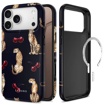 Dėklas Apple iPhone 17 Pro Max / 18 Pro Max telefonui "Tech-Protect Lamano Magsafe Midnight Cherry"