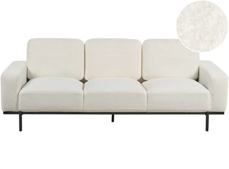 Beliani Sofa 3-osobowa boucle balta SOVIK