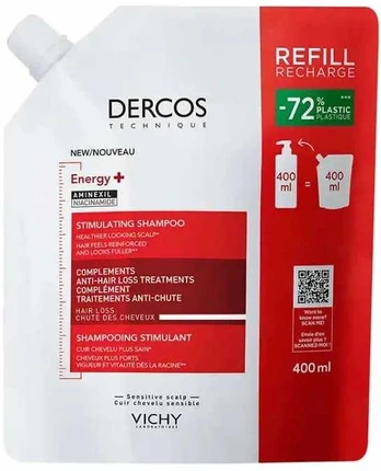 Vichy DERCOS ENERGY+ Stimulating Šampūnas Refill 400 ml