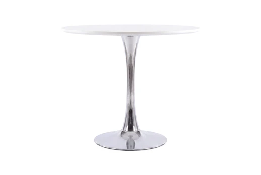 Hamden Dining Table ø110 - Chrome / White MDF