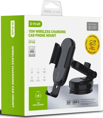 D-Fruit phone car mount + QI wireless charger (DF108)