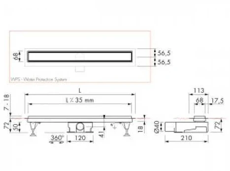 traps EasyDrain ar horizontālo atloku,Tile/Zero, L=800 mm, h=92 mm