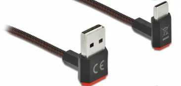 KABELIS USB-C(M)->USB-A(M) 2.0 2M KAMPINIS GÓRA JUODA DELOCK