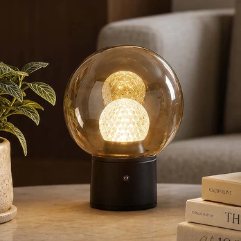 „Solis“ LED stalinė lempa su akumuliatoriumi, bronzos spalvos, stiklo, 2 700 K