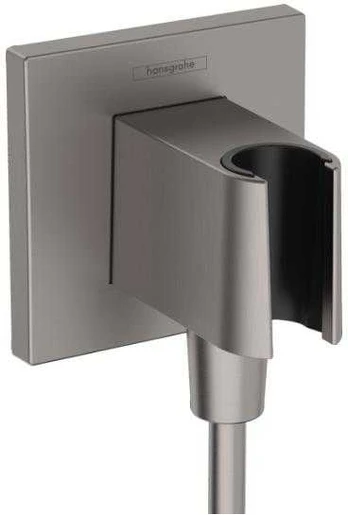 FixFit E outlet with shower holder brushed juodas chrome