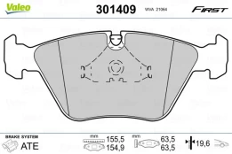 Stabdžių trinkelių rinkinys, diskinis stabdys VALEO 301409 kaina