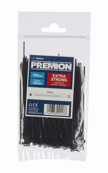 Premion PREP00024 - Juodas Cable Ties, 2.5 x 100 mm, 100 pieces