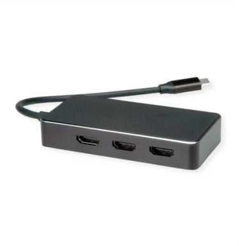 VALUE adapteris USB C tipo - HDMI daugiakanalis, 3x HDMI, 4K, M/F
