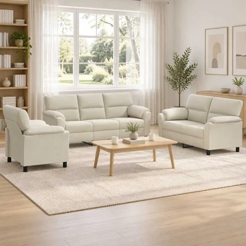 Sofa Sofos komplektas 3 vnt. Kreminė Aksomas
