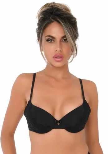 Push Up Bra with Lace Racerback, Adjustable Straps, Black, 8713221830401