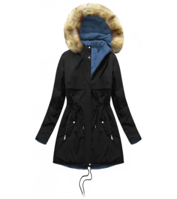 REVERSIBLE HOODED JACKET BLACK-BLUE (W214BIG) striukė