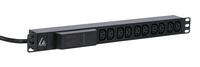 Lanview 19'' rack mount power strip, 1U, 16A with 10 x C13 socket,