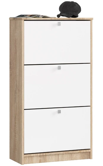 Batų spintelė 3, 60 cm, ąžuolo/balta