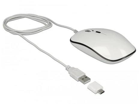 Pelė Delock 12532 - Ambidextrous - Optinis - USB Type-A - 3200 DPI - Baltas