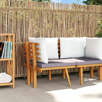 Kampinė sodo sofa su pagalvėlėmis, akacijos medienos masyvas