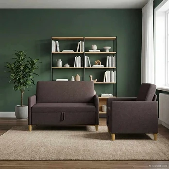 Sofa Sofos komplektas su saugojimu 2 pcs Tamsiai rudas Poliesteris