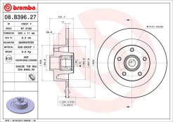 Stabdžių diskas BREMBO 08.B396.27 kaina