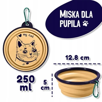 Sulankstomas silikoninis dubenėlis katėms kelionėms, 250 ml