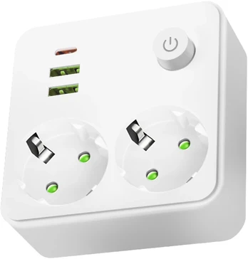 Šakotuvas (2 pozicijų) LINEA PRO FL2, baltas, su 2xUSB + 1xUSB C