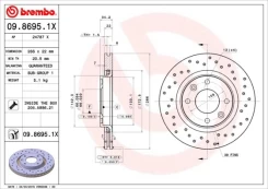 Stabdžių diskas BREMBO 09.8695.1X kaina