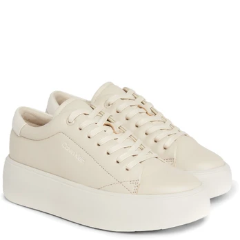 Laisvalaikio bateliai moterims, Smėlio, Flatform lace up leisure