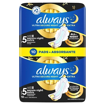 Always Ultra Secure Night Extra 10vnt Moterims Vložka