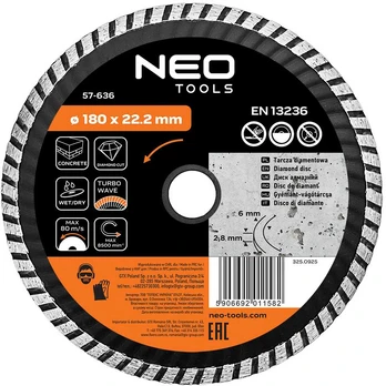Neo Tools Deimantinis diskas 180 x 22,2 mm, turbo banga