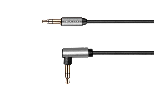 Kruger & Matz Basic AUX - AUX 3.5mm spyruoklinis kabelis 1.8m Juodas