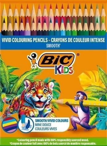 BIC KIDS ECO EVOLUTION SMOOTH – MEDINIAI kreidelės, 48 Vnt.