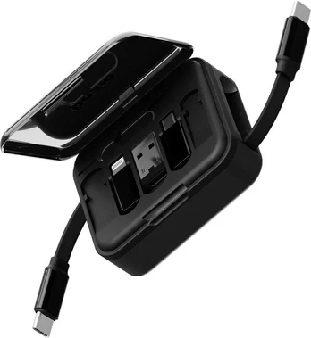 Energea Kabelis Bazic GoCharge Loop 5w1 Lightning, USB-A, Micro USB 1m juoda