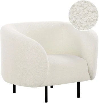 Beliani Fotel LOEN Boucle baltas