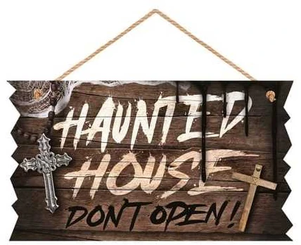 Fiesta Haunted house skilt i træ