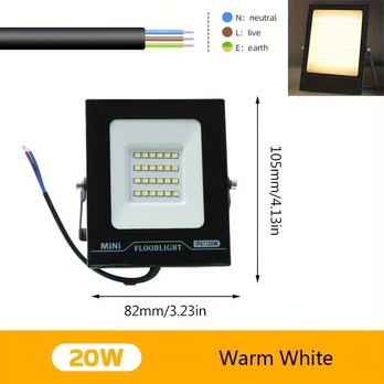 20W LED prožektorius IP66, 3000/6000K, Šiltai balta 3000K