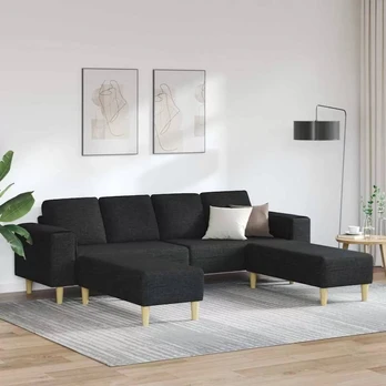 Sofos komplektas 3 pcs Juoda audinys