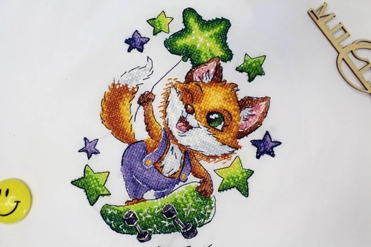 Water-soluble canvas cross stitch kit "Fox-skateboarder" SV-803