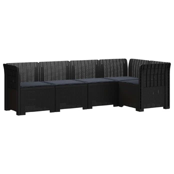 5-vietė sodo sofa su pagalvėlėmis Rataninio išvaizdos PP