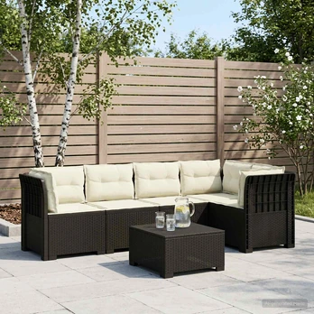 5-vietė sodo sofa su pagalvėlėmis Rataninio išvaizdos PP