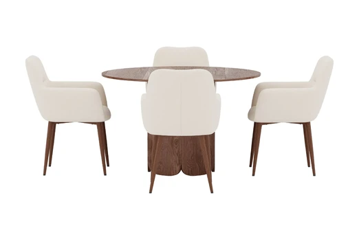 Tekla Round Dining Table Ø120x75 Mocca 3D + Tomorrow Chair 2-pack Mocca/Beige _4