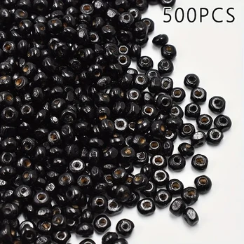 Mediniai karoliukai, M003(black)