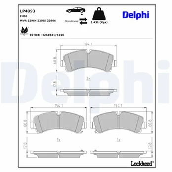 Stabdžių trinkelių rinkinys, diskinis stabdys DELPHI LP4093