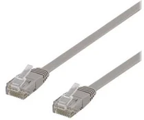 Deltaco U/UTP Cat6 patch cable, flat, 0.3m, 250MHz, pilkas