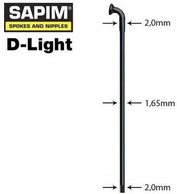 Sapim D-light 286mm stipinai (2.0-1.65-2.0mm), juodi