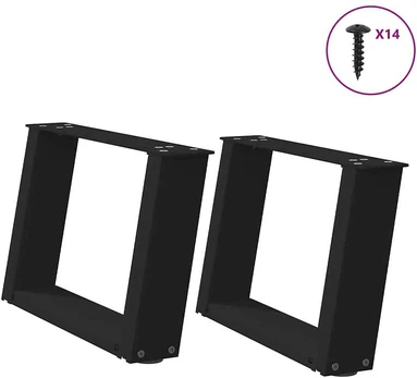 Kavos staliuko kojelės, U formos, 2 vnt., juoda, 50x(30-31)cm