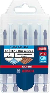 Grąžtas Bosch HEX-9 HardCeramic 5x90 mm, 5 vnt.