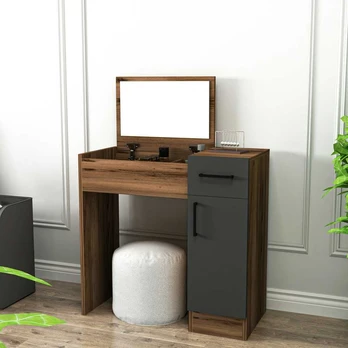 Makiažo stalas Inci - Light Walnut, Anthracite