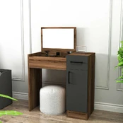 Makiažo stalas Inci - Light Walnut, Anthracite kaina